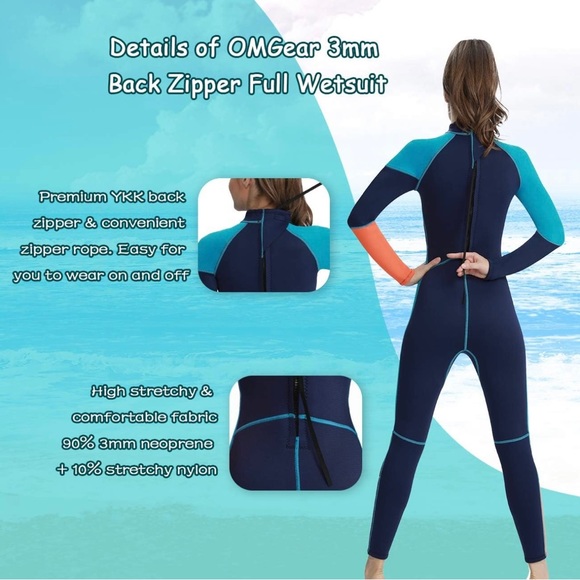 OMGear Wetsuit 3mm Neoprene Full Body UV Protection (S) - Picture 4 of 6